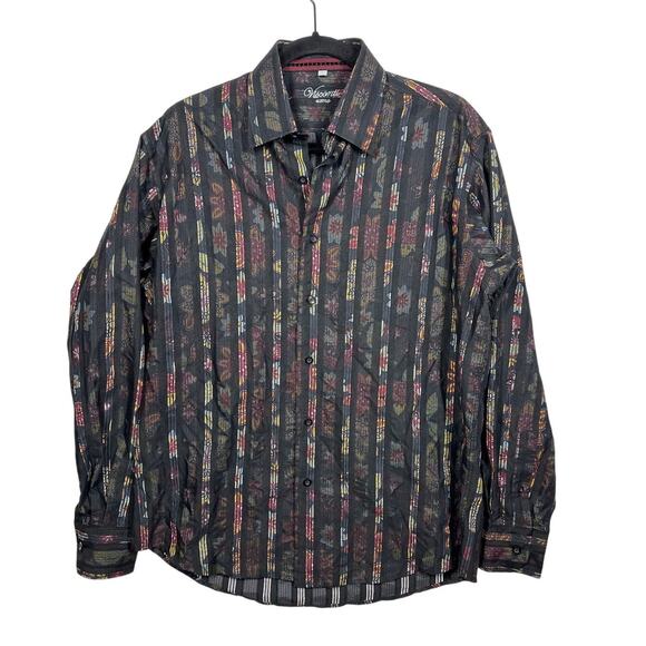 Luchiano Visconti Textured Cotton Casual Button Down Mens Long Sleeve Shirt L - Picture 1 of 12
